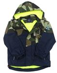 Tmavomodro-army šušťáková jarná bunda s odopínacíá kapucňou Top&Sky
