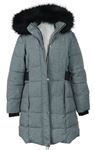 Dámsky sivý šušťákový zimný kabát s kapucňou