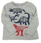 Sivé tričko s dinosaurami