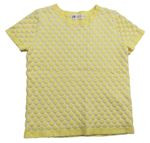 Bielo-žlté pletené tričko s bodkami H&M