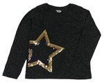 Čierne trblietavé tričko s hviezdičkou s flitrami M&Co.