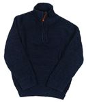 Tmavomodrý melírovaný sveter so stojačikom H&M
