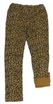 Hnedé plátenné podšité nohavice s leopardím vzorom C&A