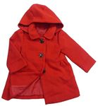 Červený flaušový podšitý kabát s kapucňou Matalan