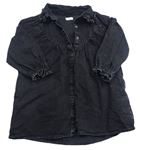 Čierne rifľové košeľové šaty s volánikmi Next