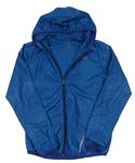 Modrá vzorovaná šušťáková bunda s kapucňou Decathlon