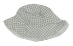 Sivo-biely kockovaný plátenný klobúk Tu