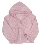 Ružová šušťáková bunda s kapucňou a mašlou