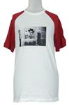 Dámske bielo-červené voľné é tričko s potlačou H&M
