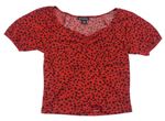 Červené kvetované crop tričko New Look