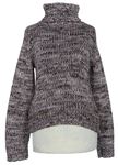 Dámsky ružovo-sivý melírovaný sveter s rolákom