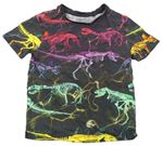 Tmavosivé tričko s farebnymi dinosaurami Next