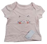 Svetloružové tričko s mačičkou Mothercare