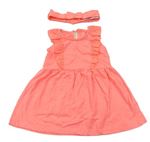 2set - Neónově ružové šaty s madeirou + čelenka Primark
