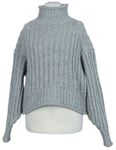 Dámsky sivý vzorovaný crop sveter s rolákom H&M