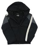 Čierno-sivá šušťáková športová bunda s kapucňou Nike