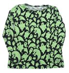 Čierno-neónově zelené tričko s duchy H&M