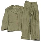 2Set - Béžovo-čierne melírované sako + nohavice DEVICE