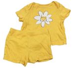 2 set - Žlté tričko s květem + kraťasy F&F