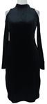 Dámske čierne zamatové šaty s průstřihy na ramenou Esprit