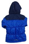 Safírová šusťáková zimní bunda s logem a kapucí zn. Adidas 