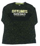 Čierno-zelené melírované tričko s nápismi Yigga