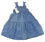 Modré žabičové rifľové šaty Tu