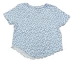 Bielo-modré vzorované crop tričko New Look