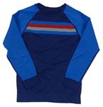 Tmavomodro-modré športové funkčné tričko s pruhmi Crivit