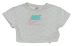 Biele crop tričko s barevnými logy Nike