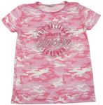 Ružové army tričko s nápisom Matalan