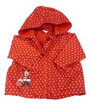 Červená šušťáková jarná bunda so srdíčky, Minnie a kapucňou Disney