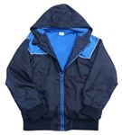 Tmavomodro-modrá šušťáková jarná bunda s kapucňou F&F