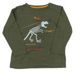 Khaki tričko s kostrou dinosaura URBAN RASCALS