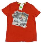 Červené tričko s potlačou s tigrom F&F