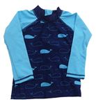 Tmavomodro-tyrkysové UV tričko s velrybami Topomini