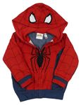 Červeno-tmavomodrá propínací mikina Spiderman s kapucňou Marvel
