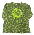 Kaki-zelené pyžamové tričko s dinosaurami Kiki&Koko