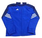 Zafírová šušťáková športová bunda s logom Adidas