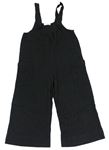 Čierne melírované cargo ľanové na traké culottes nohavice Zara