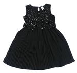 Čierne plisované slávnostné šaty s flitrami C&A