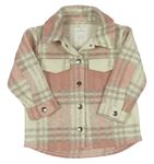 Ružovo-smetanovo-sivá kockovaná košeľová bunda Matalan